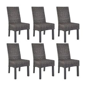 Eetkamerstoelen 6 st kubu rattan en mangohout bruin Eetkamerstoelen 6 st kubu rattan en mangohout bruin