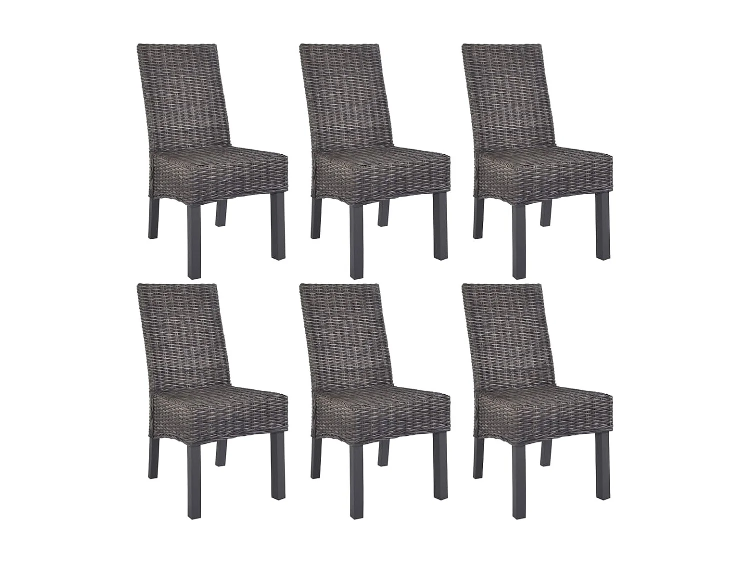 Eetkamerstoelen 6 st kubu rattan en mangohout bruin