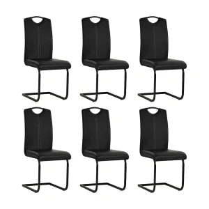 Eetkamerstoelen 6 st kunstleer zwart Eetkamerstoelen 6 st kunstleer zwart