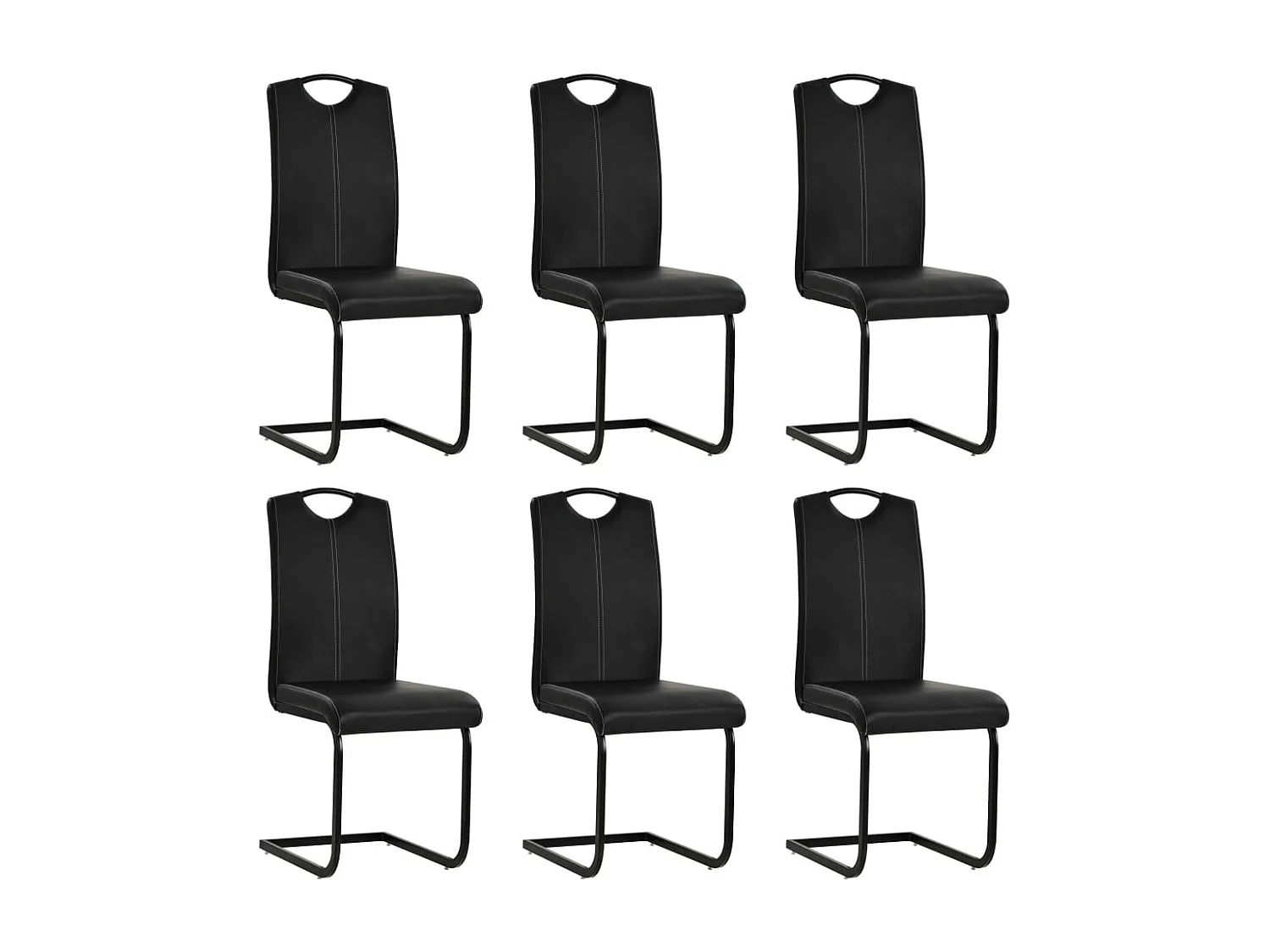 Eetkamerstoelen 6 st kunstleer zwart