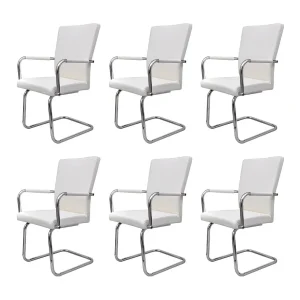 Eetkamerstoelen 6 st kunstleer wit Eetkamerstoelen 6 st kunstleer wit