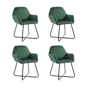 Eetkamerstoelen 4 st fluweel groen