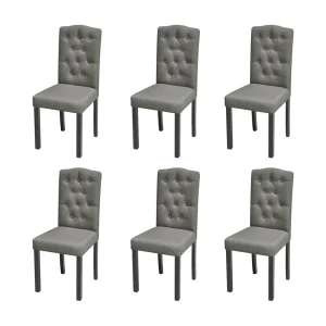 Eetkamerstoelen 6 st stof grijs