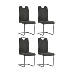 Eetkamerstoelen 4 st kunstleer grijs Eetkamerstoelen 4 st kunstleer grijs