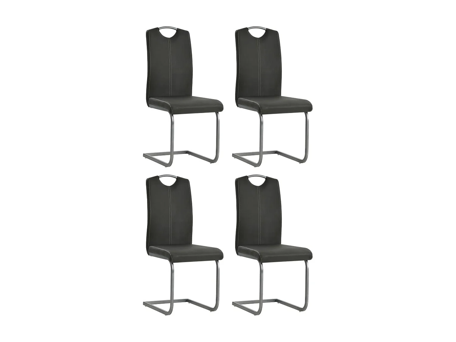 Eetkamerstoelen 4 st kunstleer grijs