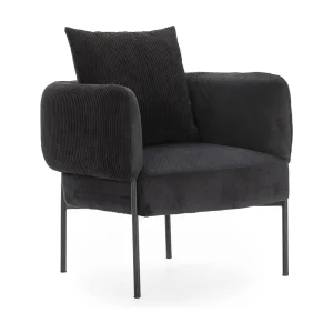 Fauteuil en velours côtelé met metalen pieds 70×61 h72 cm Fauteuil en velours côtelé met metalen pieds 70×61 h72 cm