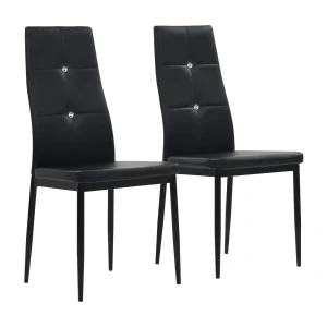 Eetkamerstoelen 2 st kunstleer zwart Eetkamerstoelen 2 st kunstleer zwart