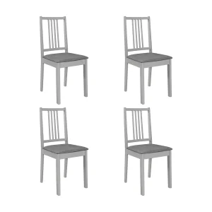 Eetkamerstoelen met kussens 4 st massief hout grijs