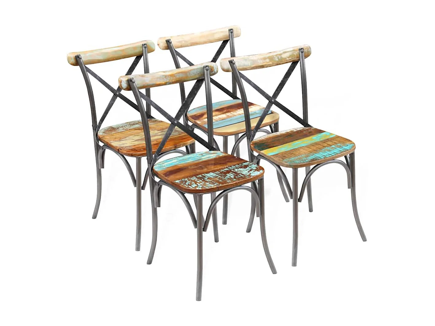 Eetkamerstoelen 4 st massief gerecycled hout