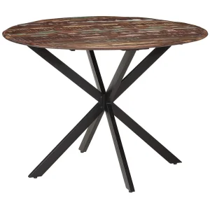 Eettafel Ø110×78 cm massief gerecycled hout en staal