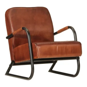 Fauteuil echt leer bruin Fauteuil echt leer bruin