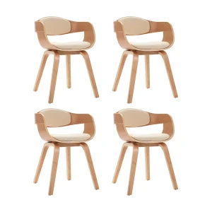 Eetkamerstoelen 4 st gebogen hout en kunstleer Eetkamerstoelen 4 st gebogen hout en kunstleer
