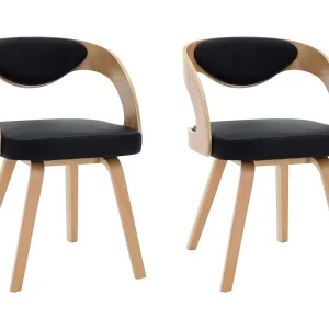 Eetkamerstoelen 2 st gebogen hout en kunstleer