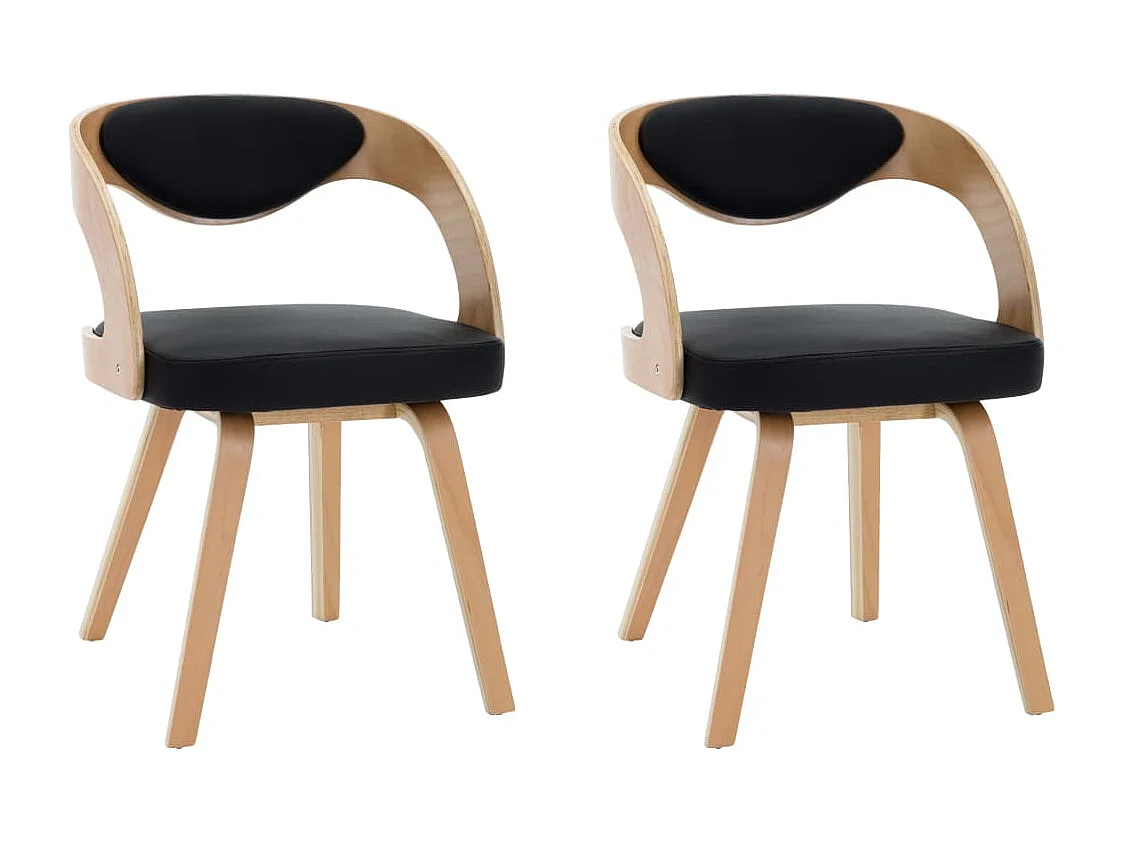 Eetkamerstoelen 2 st gebogen hout en kunstleer