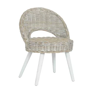 Fauteuil kubu rattan wit