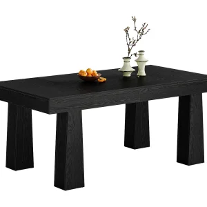 Eettafel 160 cm, moderne rechthoekige keukentafel met robuuste taps toelopende poten, zwarte zakelijke eettafel Eettafel 160 cm, moderne rechthoekige keukentafel met robuuste taps toelopende poten, zwarte zakelijke eettafel