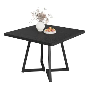 Eettafel voor 4 personen, moderne stijl, stevig metalen frame, 80 x 80 x 75 cm keukentafel voor eetkamer (zwart) Eettafel voor 4 personen, moderne stijl, stevig metalen frame, 80 x 80 x 75 cm keukentafel voor eetkamer (zwart)
