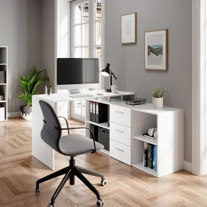 Eckschreibtisch weiß 215x60x75 dante