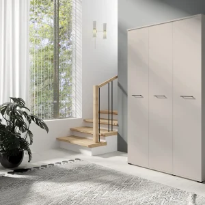 Drie-deurs opengaande kast 120 cm × 200 cm KASJMIER | Planken + Kleerhangerstang Drie-deurs opengaande kast 120 cm × 200 cm KASJMIER | Planken + Kleerhangerstang