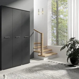 Drie-deurs opengaande kast 120 cm × 200 cm ANTRACIET | Planken + Kleerhangerstang Drie-deurs opengaande kast 120 cm × 200 cm ANTRACIET | Planken + Kleerhangerstang