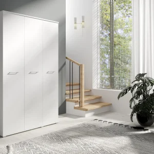 Drie-deurs opengaande kast 120 cm × 200 cm WIT | Planken + Kleerhangerstang Drie-deurs opengaande kast 120 cm × 200 cm WIT | Planken + Kleerhangerstang