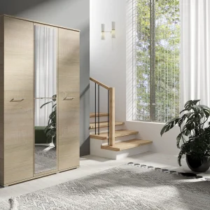 Drie-deurs opengaande kast SPIEGEL 120 cm × 200 cm SONOMA | Planken + Kleerhangerstang Drie-deurs opengaande kast SPIEGEL 120 cm × 200 cm SONOMA | Planken + Kleerhangerstang