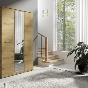 Drie-deurs opengaande kast SPIEGEL 120 cm × 200 cm ARTISAN | Planken + Kleerhangerstang Drie-deurs opengaande kast SPIEGEL 120 cm × 200 cm ARTISAN | Planken + Kleerhangerstang