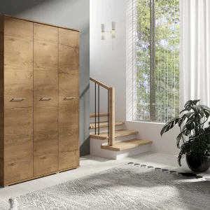 Drie-deurs opengaande kast 120 cm × 200 cm LEFKAS | Planken + Kleerhangerstang Drie-deurs opengaande kast 120 cm × 200 cm LEFKAS | Planken + Kleerhangerstang