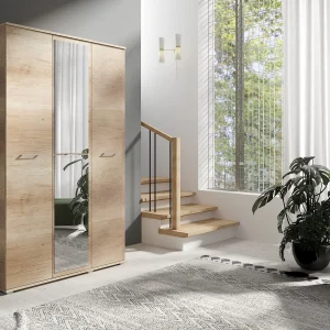 Drie-deurs opengaande kast SPIEGEL 120 cm × 200 cm CANION | Planken + Kleerhangerstang Drie-deurs opengaande kast SPIEGEL 120 cm × 200 cm CANION | Planken + Kleerhangerstang