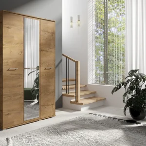 Drie-deurs opengaande kast SPIEGEL 120 cm × 200 cm LEFKAS | Planken + Kleerhangerstang Drie-deurs opengaande kast SPIEGEL 120 cm × 200 cm LEFKAS | Planken + Kleerhangerstang