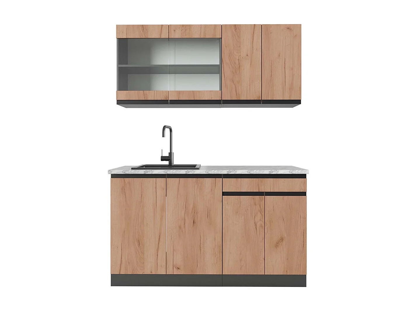 Eenpersoonskeuken eik goud/antraciet 140x60x81.6 r-line