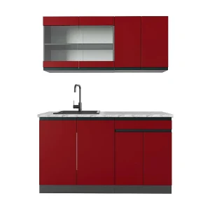 Eenpersoonskeuken rood/antraciet 140x60x81.6 r-line Eenpersoonskeuken rood/antraciet 140x60x81.6 r-line