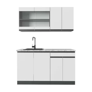 Eenpersoonskeuken wit/antraciet 140x60x81.6 r-line Eenpersoonskeuken wit/antraciet 140x60x81.6 r-line