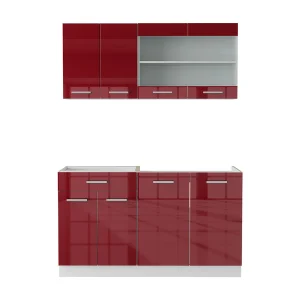 Eenpersoonskeuken rood hoogglans/wit 140x60x81.6 r-line Eenpersoonskeuken rood hoogglans/wit 140x60x81.6 r-line