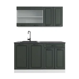 Eenpersoonskeuken antraciet landhuis/wit 140x60x81.6 r-line Eenpersoonskeuken antraciet landhuis/wit 140x60x81.6 r-line