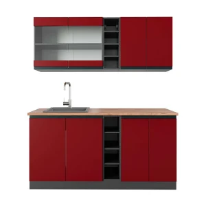 Eenpersoonskeuken rood/antraciet 160x60x81.6 r-line