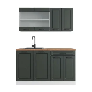 Eenpersoonskeuken antraciet landhuis/wit 140x60x81.6 r-line Eenpersoonskeuken antraciet landhuis/wit 140x60x81.6 r-line