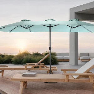 Dubbele parasol (4,53m x 2,67m) – Zwenkbare parasol – Zwengelsysteem – Perfect voor tuin of terras – Optimale zonwering