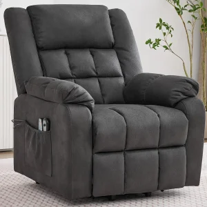 Fauteuil – met massagefunctie – met verwarmingsfunctie – met voetensteun – 2 zijzakken + drinkhouder – USB-poort – grijs Fauteuil – met massagefunctie – met verwarmingsfunctie – met voetensteun – 2 zijzakken + drinkhouder – USB-poort – grijs