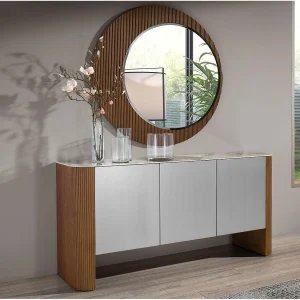 Dressoir van zilver hout, walnoot en porselein marmeren blad 3261 ANGEL CERDA
