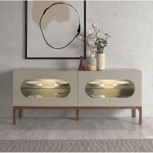 Dressoir van grijs en walnoothout met binnenverlichting 3241 ANGEL CERDA