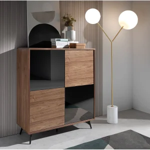 Dressoir van notenhout en zwart spiegelglas 3059 ANGEL CERDA
