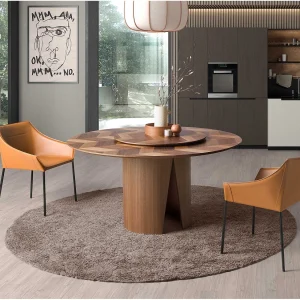 Eettafel rond walnoot fineer 1130 ANGEL CERDA Eettafel rond walnoot fineer 1130 ANGEL CERDA