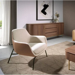 Fauteuil bekleed in stof met ecoleren rugleuning 5099 ANGEL CERDA Fauteuil bekleed in stof met ecoleren rugleuning 5099 ANGEL CERDA