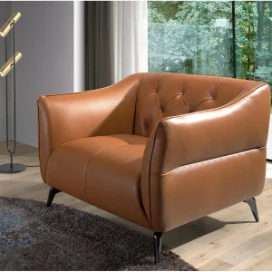 Fauteuil bekleed in bruin leer met capitonné 5098 ANGEL CERDA Fauteuil bekleed in bruin leer met capitonné 5098 ANGEL CERDA