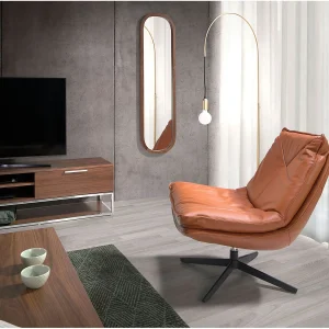 Draaifauteuil bekleed in bruin leer 5096 ANGEL CERDA