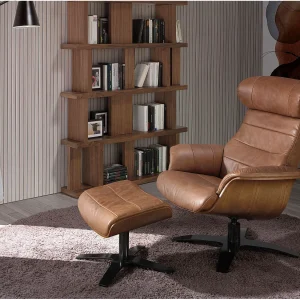 Draaibare voetenbank bekleed met camel rundleder 5084 ANGEL CERDA