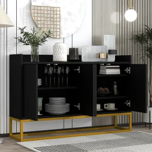 Dressoir 120x30x80 cm met twee verstelbare planken, zwarte spaanplaat, voor woonkamer en eetkamer Dressoir 120x30x80 cm met twee verstelbare planken, zwarte spaanplaat, voor woonkamer en eetkamer