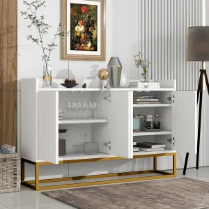 Dressoir 120x30x80 cm met twee verstelbare planken, wit spaanplaat, voor woonkamer en eetkamer Dressoir 120x30x80 cm met twee verstelbare planken, wit spaanplaat, voor woonkamer en eetkamer