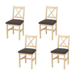 Eetkamerstoel MCW-F77 (set van 4),  naturel, bekleding zwart